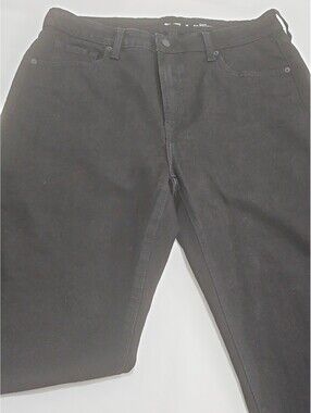 Old Navy Womens Black Denim Jeans Size 16 OG Straight Leg High Rise Stretch 0189